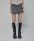 FLAREUP -  Asymmetrical Layered Mini Skirt  / Gray