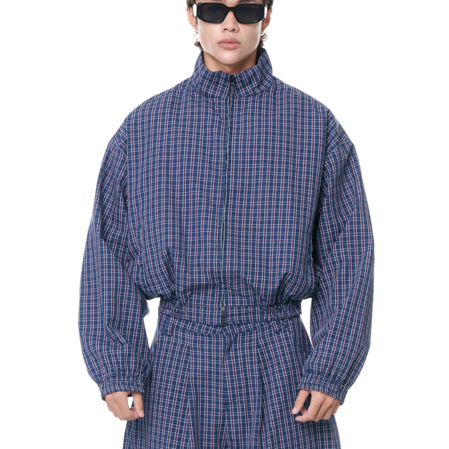 PUSH PUSH - Gingham Zip Jacket / Navy Gingham
