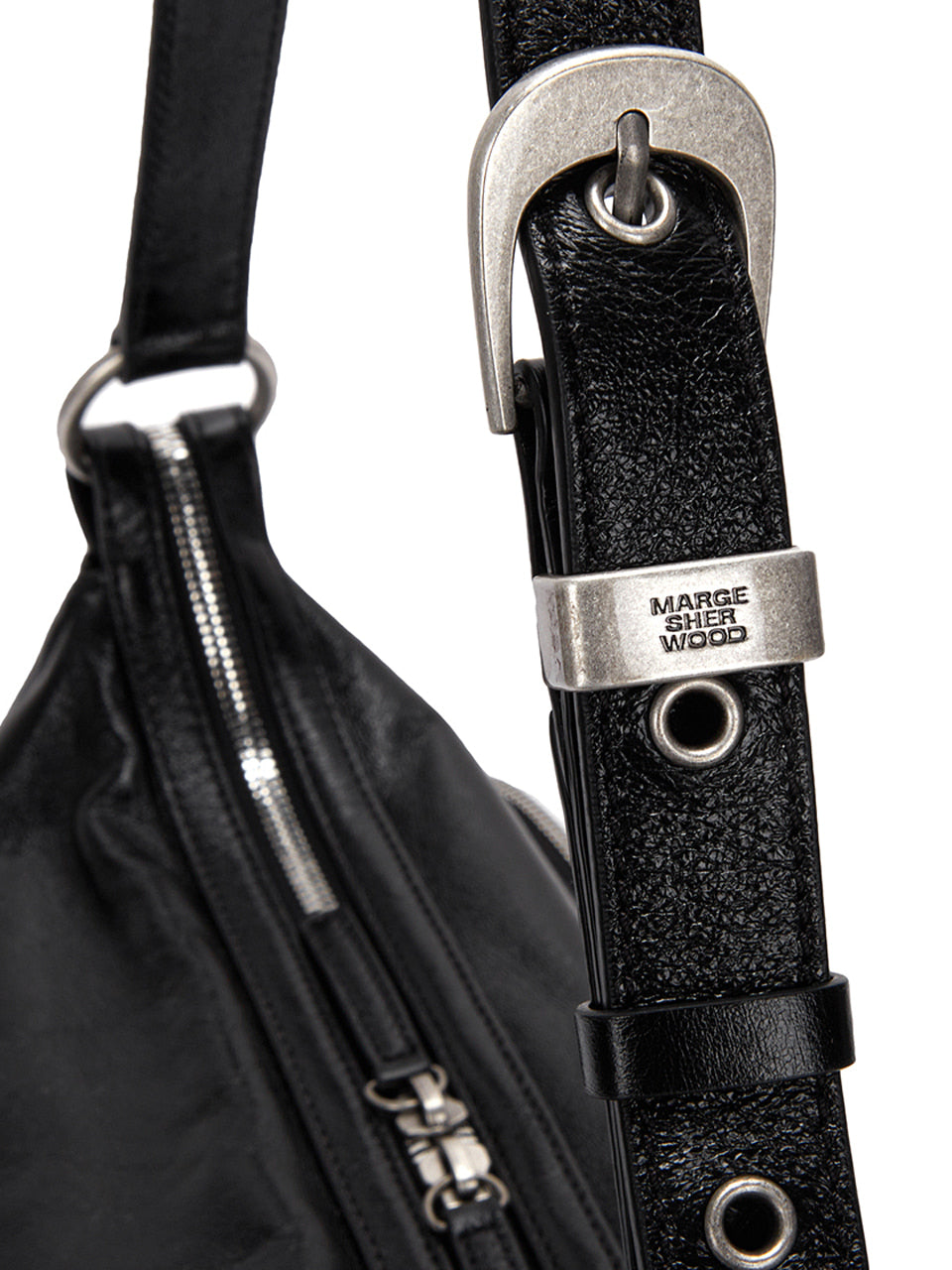 MARGESHERWOOD - OUTPOCKET HOBO_black glossy plain