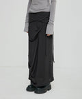 FLAREUP - Asymmetrical Draped Long Skirt / Black