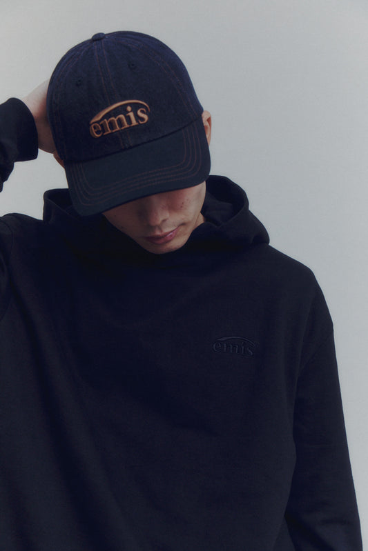 EMIS - WASHED DENIM BALL CAP-GRAY/BLACK