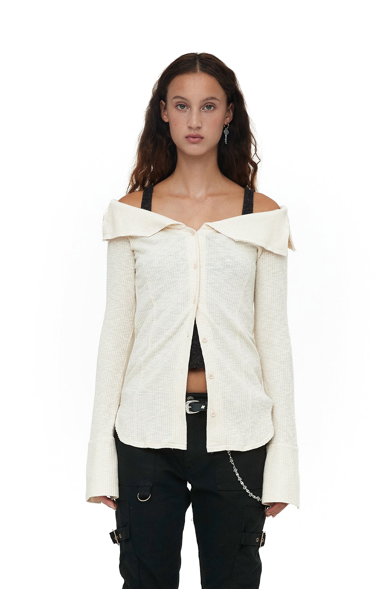 CERRIC -  OFF-SHOULDER CARDIGAN / IVORY