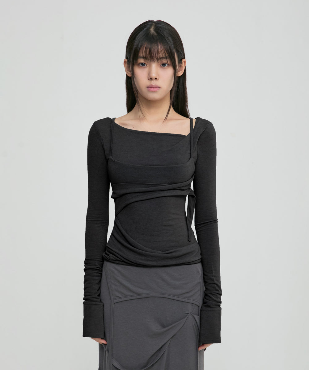 FLAREUP - Layered Bustier Long Sleeve / Black