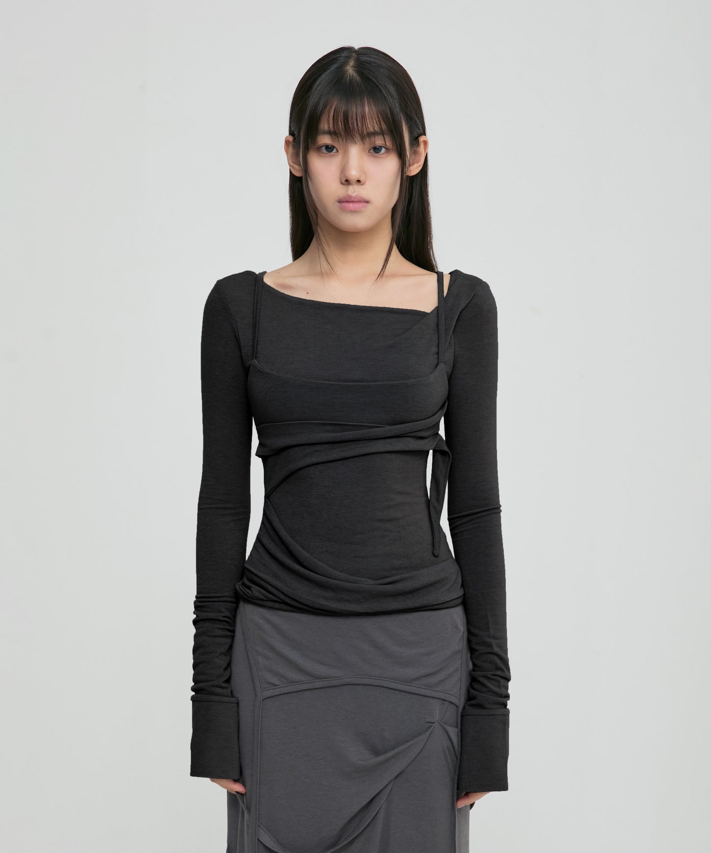 FLAREUP - Layered Bustier Long Sleeve / Black