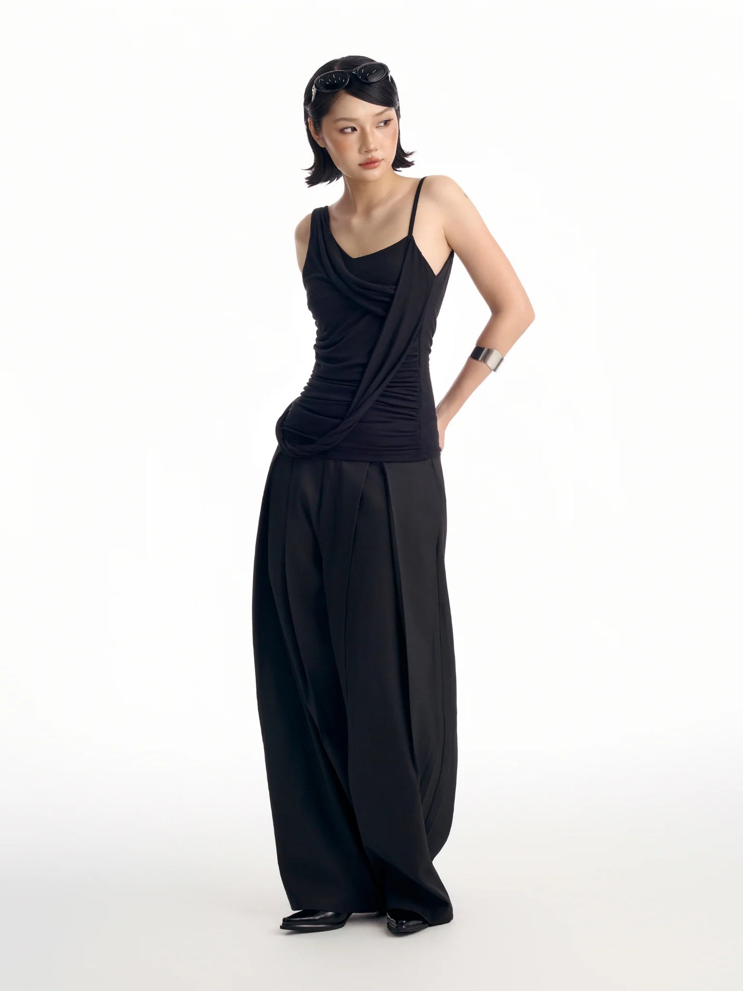 MELANCHOLY - Selene Cowl Back Top / Black