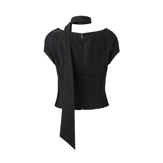 2000 ARCHIVES -  ANGEL WING SCARF TOP (BLACK)