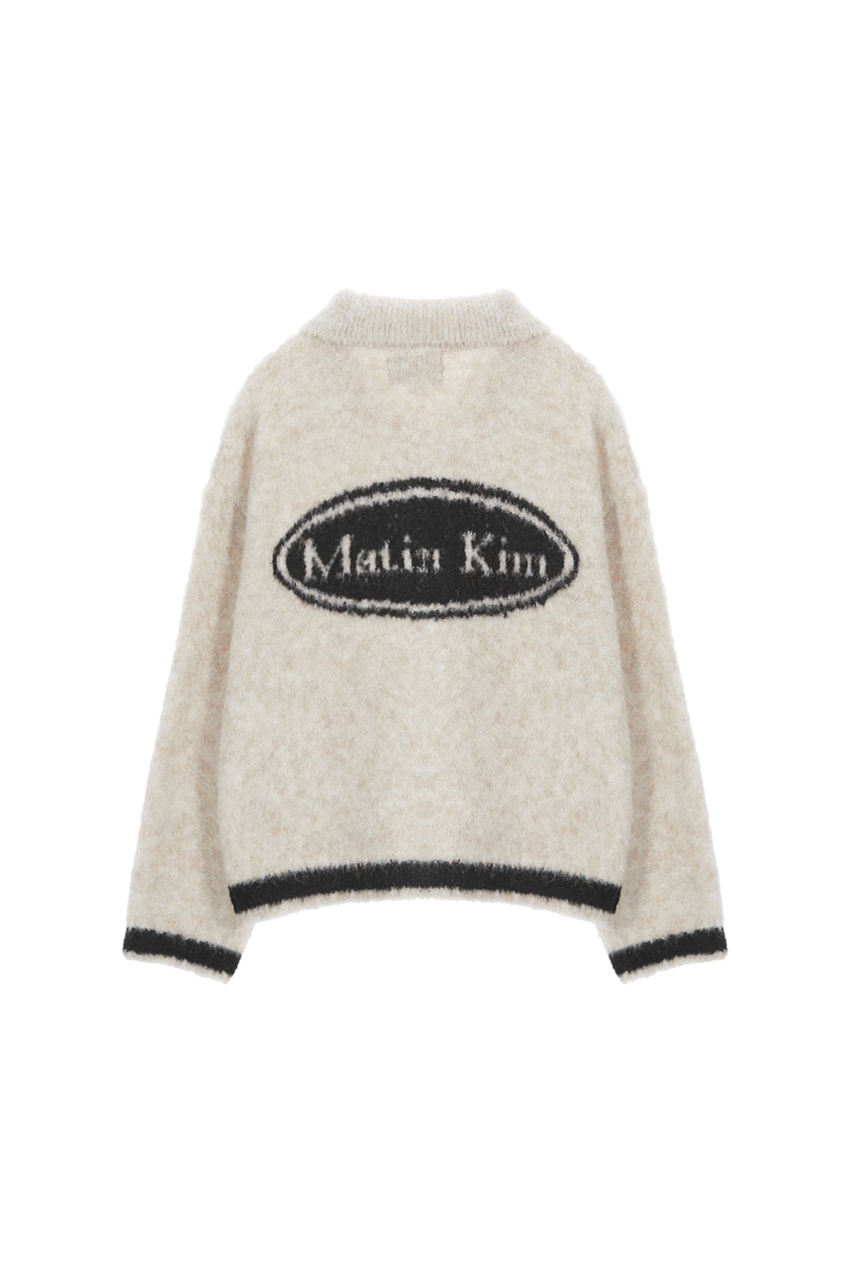 MATIN KIM -  MATIN DOWNY COLLAR KNIT CARDIGAN IN BEIGE