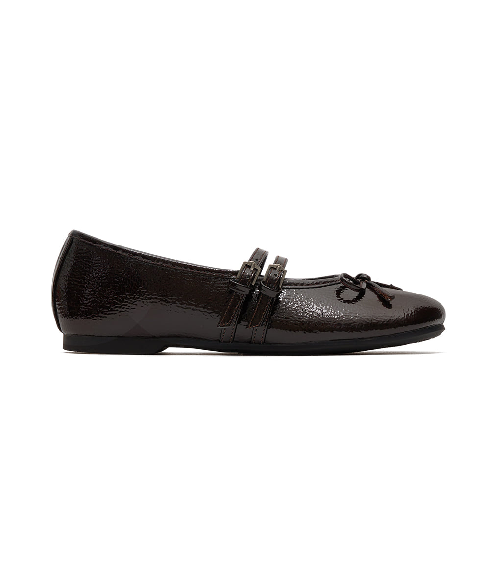 ROCKFISH WEATHERWEAR- SQUARE TOE TWO STRAP MARYJANES(ENAMEL) BROWN