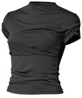 FLAREUP - Asymmetrical Draped Mock Neck T-Shirt / Black