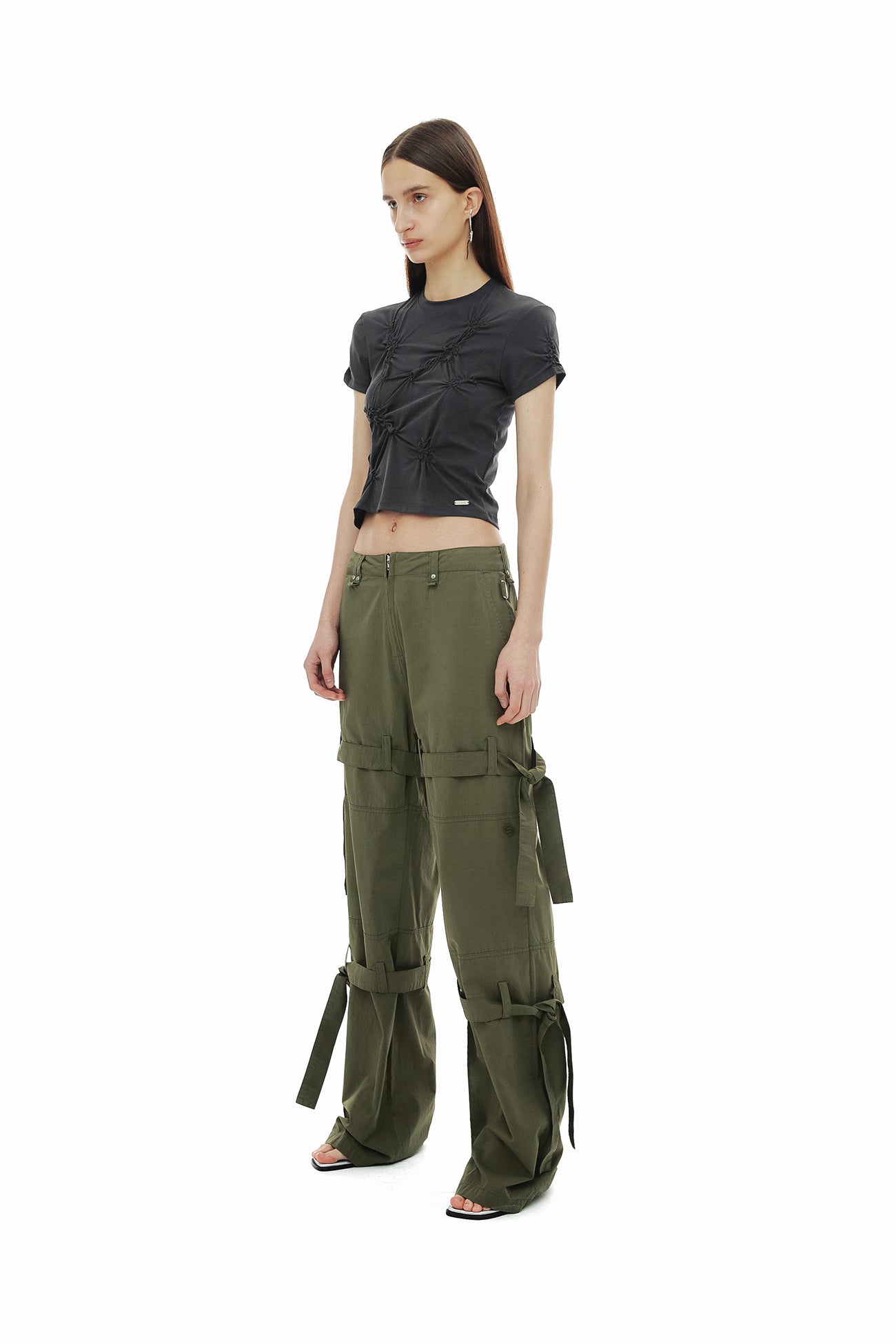 CERRIC -  DOUBLE TIE UP COTTON PANTS / KHAKI