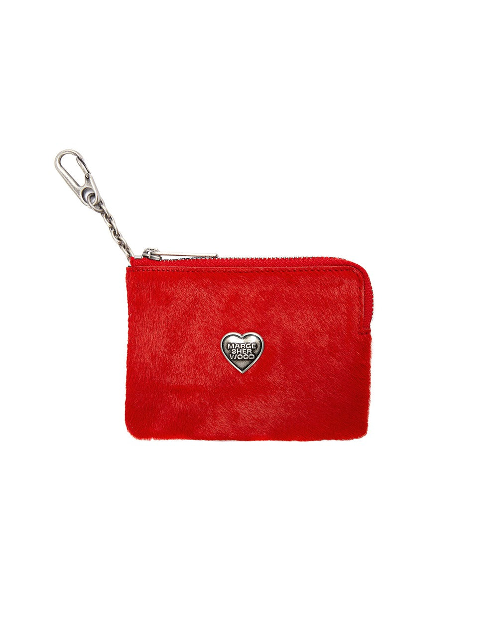 MARGESHERWOOD - HEART ZIPPER WALLET_SILVER LOGO_red haircalf