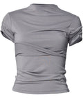 FLAREUP - Asymmetrical Draped Mock Neck T-Shirt / Gray