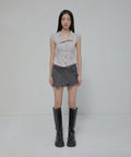 FLAREUP -  Asymmetrical Layered Mini Skirt  / Gray