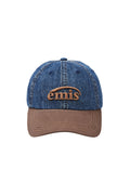 EMIS - WASHED DENIM BALL CAP-BLUE/BROWN