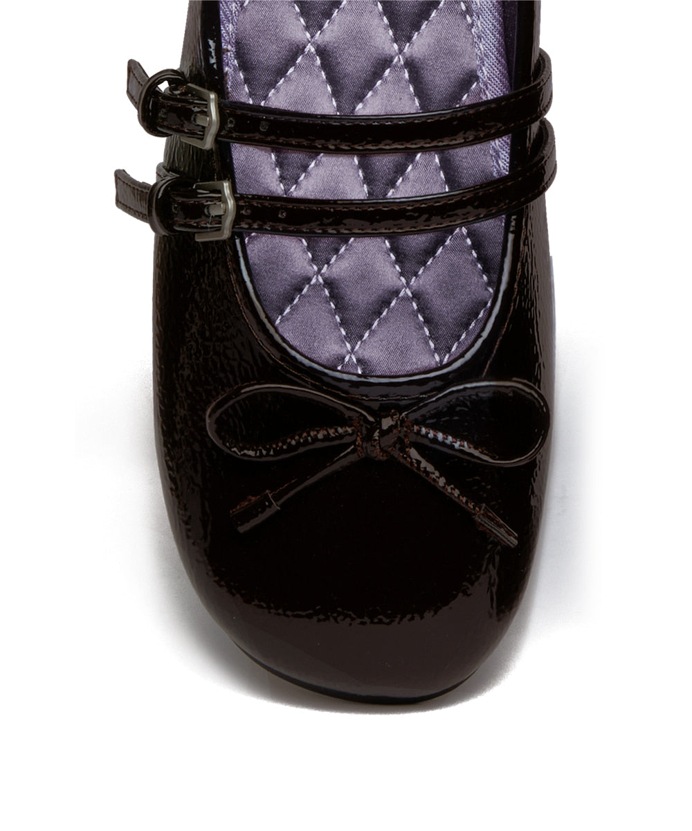 ROCKFISH WEATHERWEAR- SQUARE TOE TWO STRAP MARYJANES(ENAMEL) BROWN