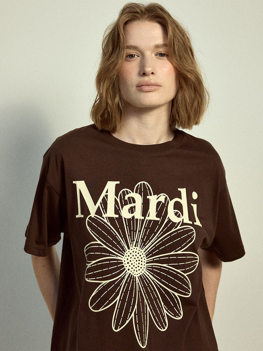MARDI MERCREDI - TSHIRT FLOWERMARDI_BROWN CREAM