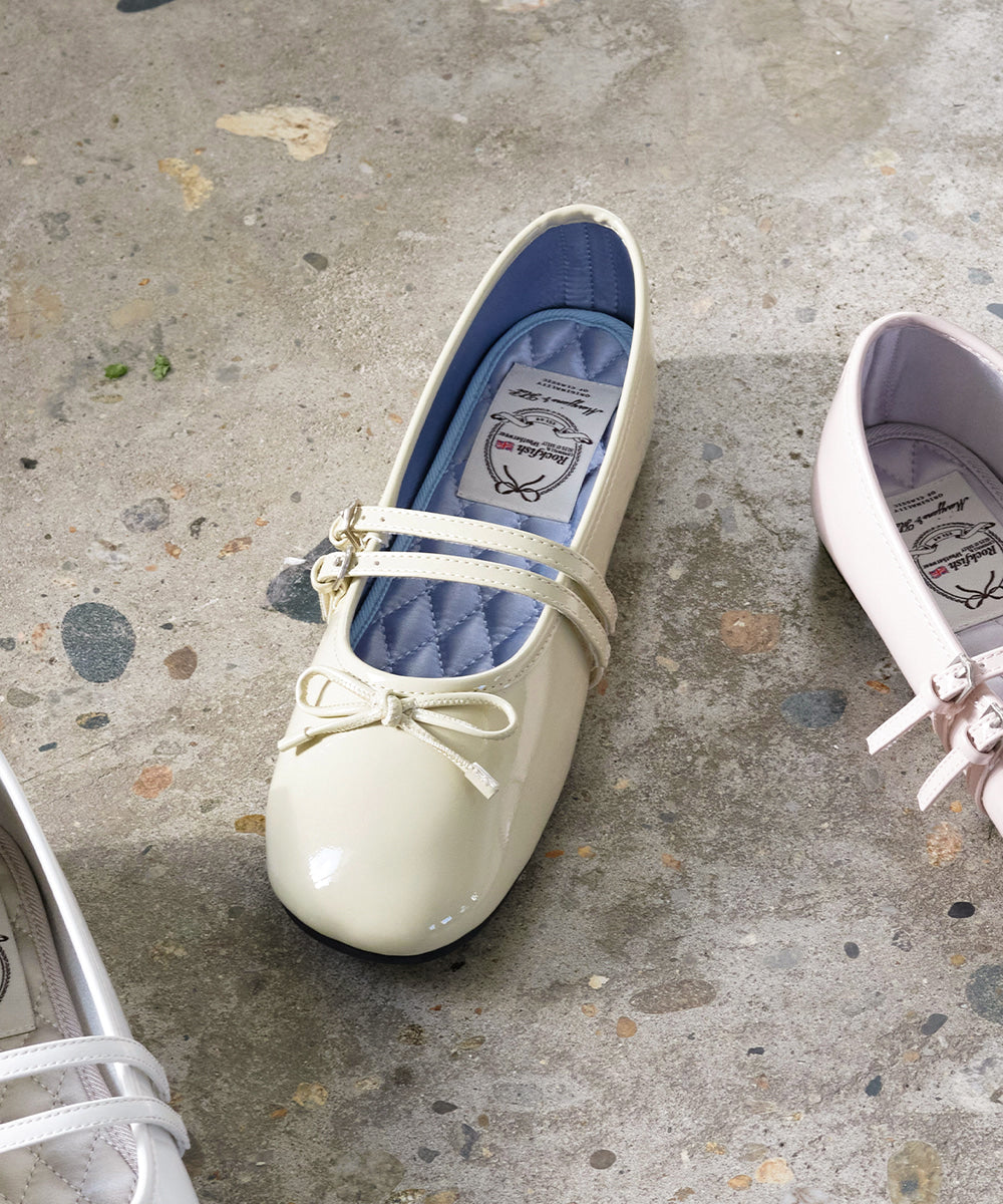 ROCKFISH WEATHERWEAR - SQUARE TOE TWO STRAP MARYJANES(ENAMEL) BUTTER