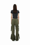 CERRIC -  DOUBLE TIE UP COTTON PANTS / KHAKI