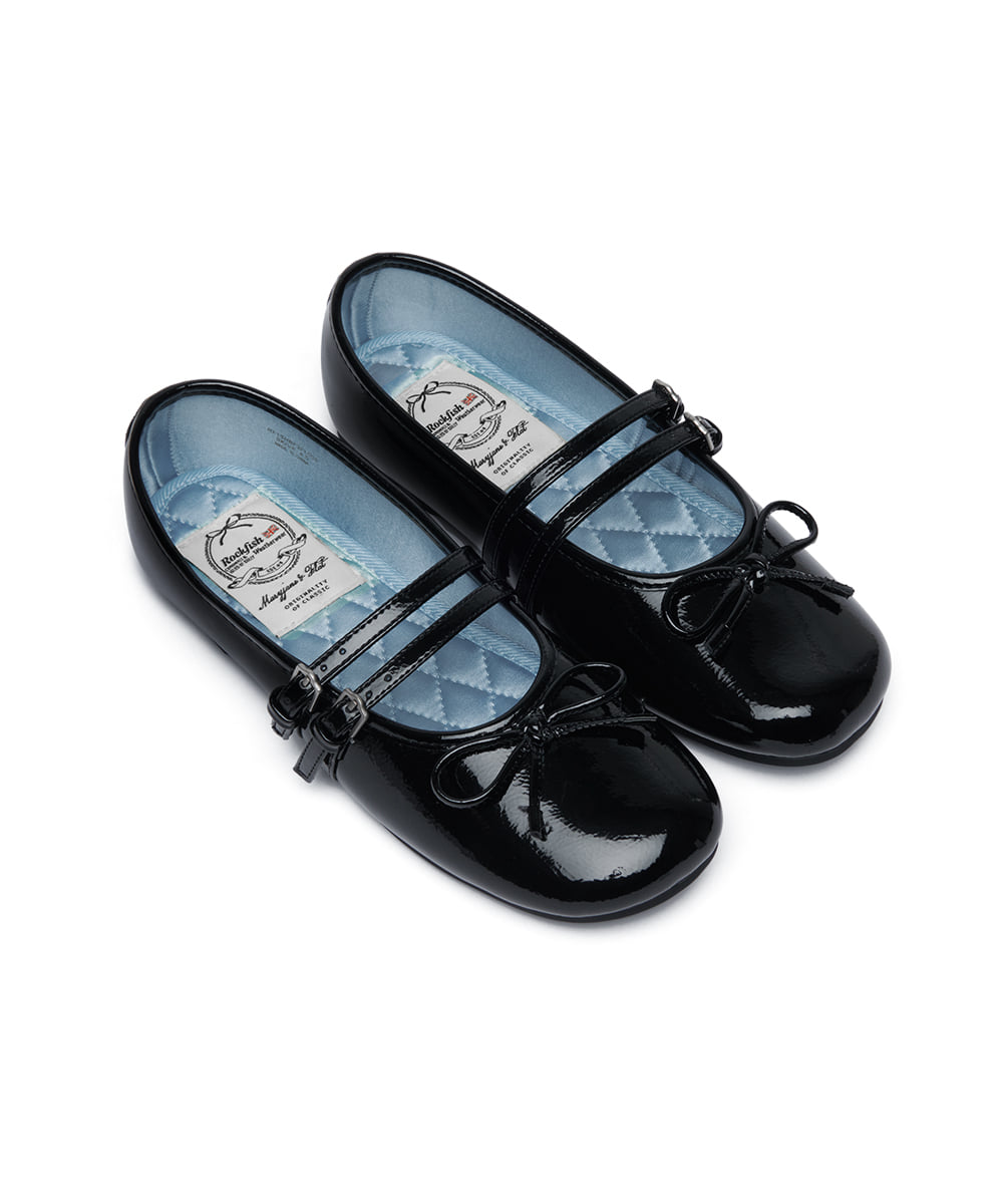 ROCKFISH WEATHERWEAR- SQUARE TOE TWO STRAP MARYJANES(ENAMEL) - BLACK