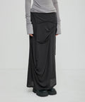 FLAREUP - Asymmetrical Draped Long Skirt / Black