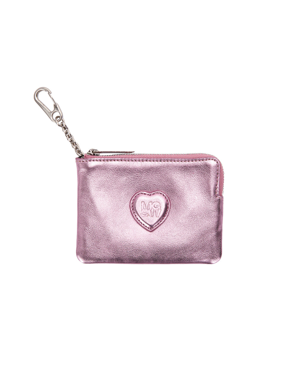 MARGESHERWOOD - HEART ZIPPER WALLET_metallic pink foiled plain