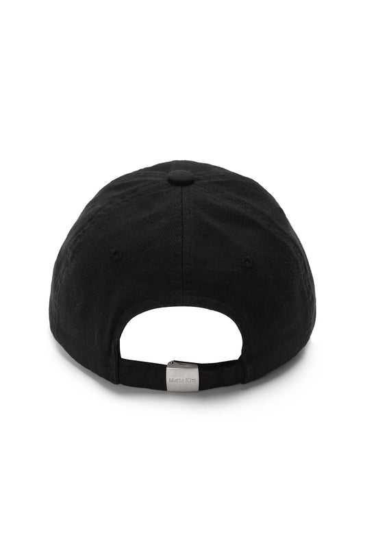 MATIN KIM - LOGO SCRAP BALL CAP IN CHARCOAL BLACK