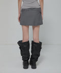 FLAREUP -  Asymmetrical Layered Mini Skirt  / Gray