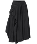 FLAREUP - Asymmetrical Draped Layered Long Skirt / Black