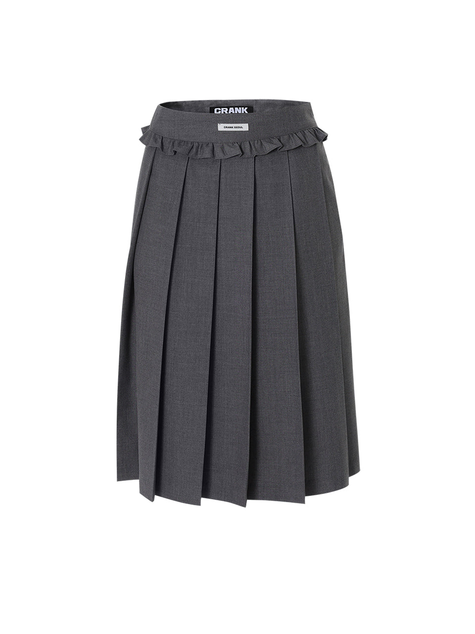 CRANK -  FRILL PLEATS MIDI SKIRT_GREY