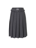 CRANK -  FRILL PLEATS MIDI SKIRT_GREY