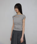 FLAREUP - Asymmetrical Draped Roll-Up T-Shirt / Gray