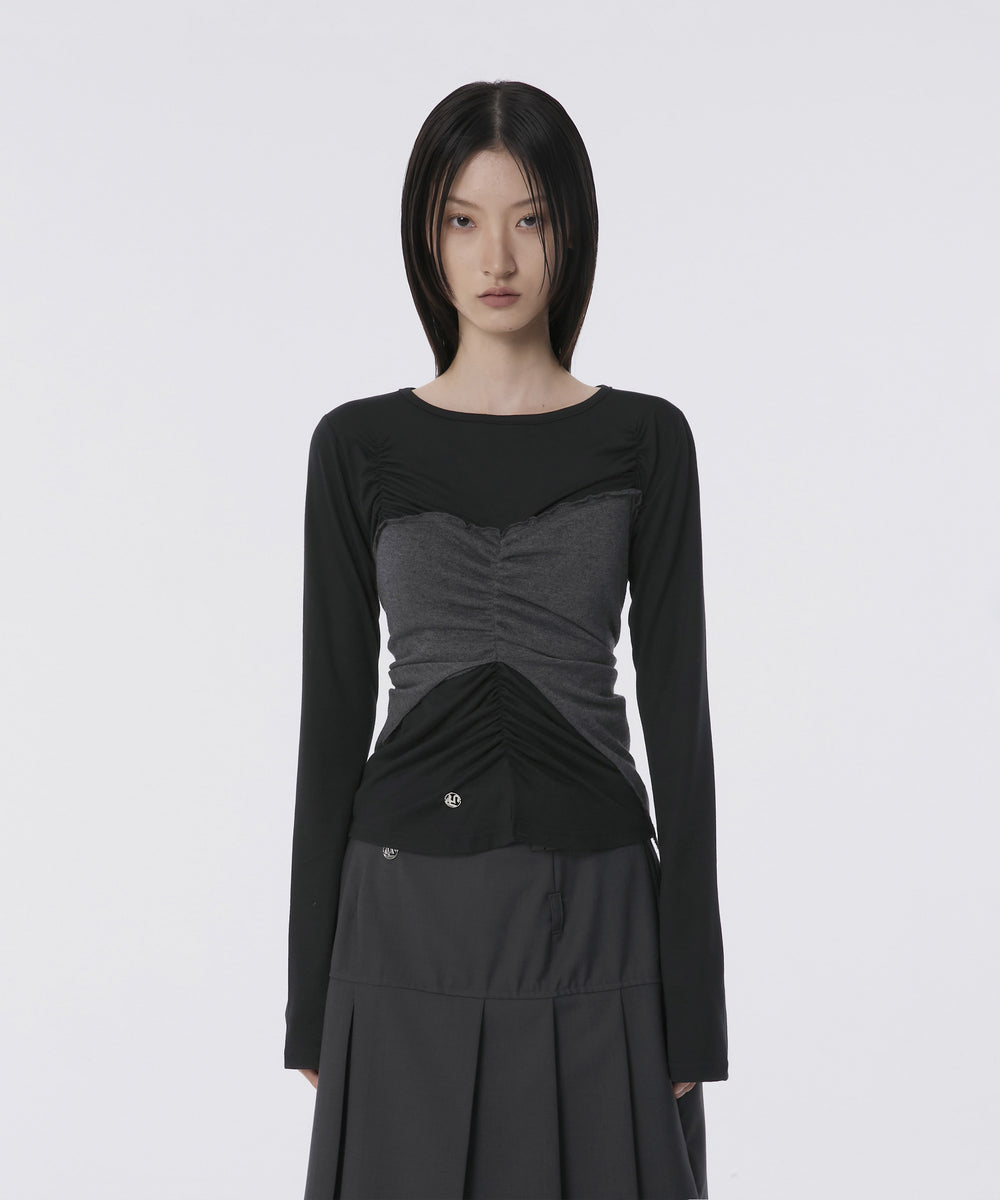 FLAREUP - Bustier Layered Long Sleeve / Black