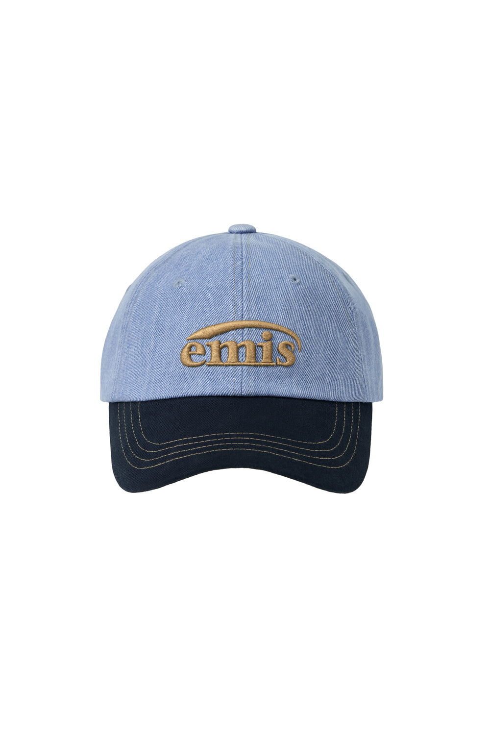 EMIS - WASHED DENIM BALL CAP-LIGHT BLUE DENIM/NAVY