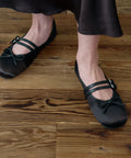 ROCKFISH WEATHERWEAR- SQUARE TOE TWO STRAP MARYJANES(SATIN) - BLACK 31/3 dispatch