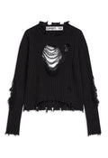 OPEN YY -  [EXCLUSIVE] DAMAGED HEART PULLOVER, BLACK