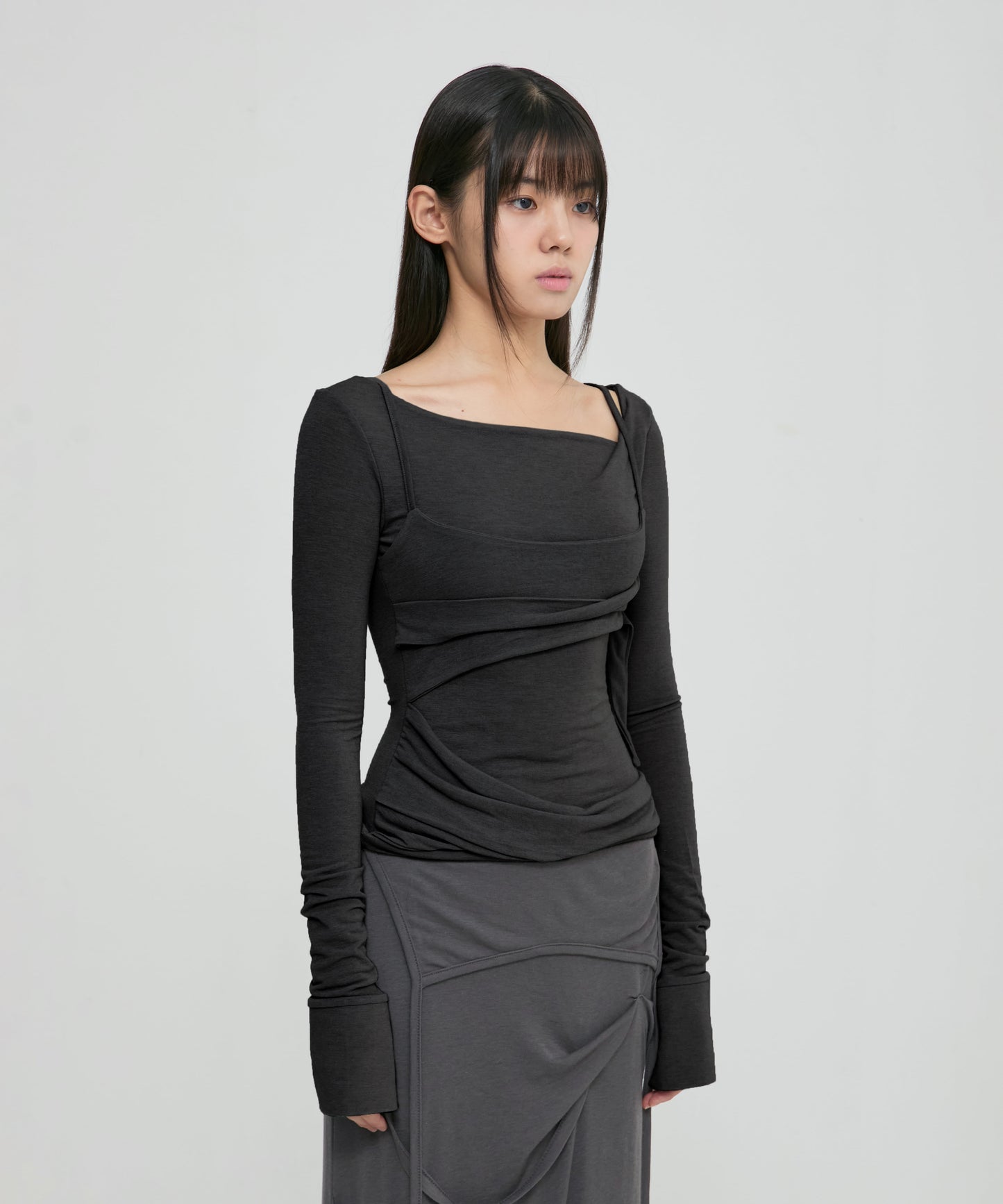 FLAREUP - Layered Bustier Long Sleeve / Black