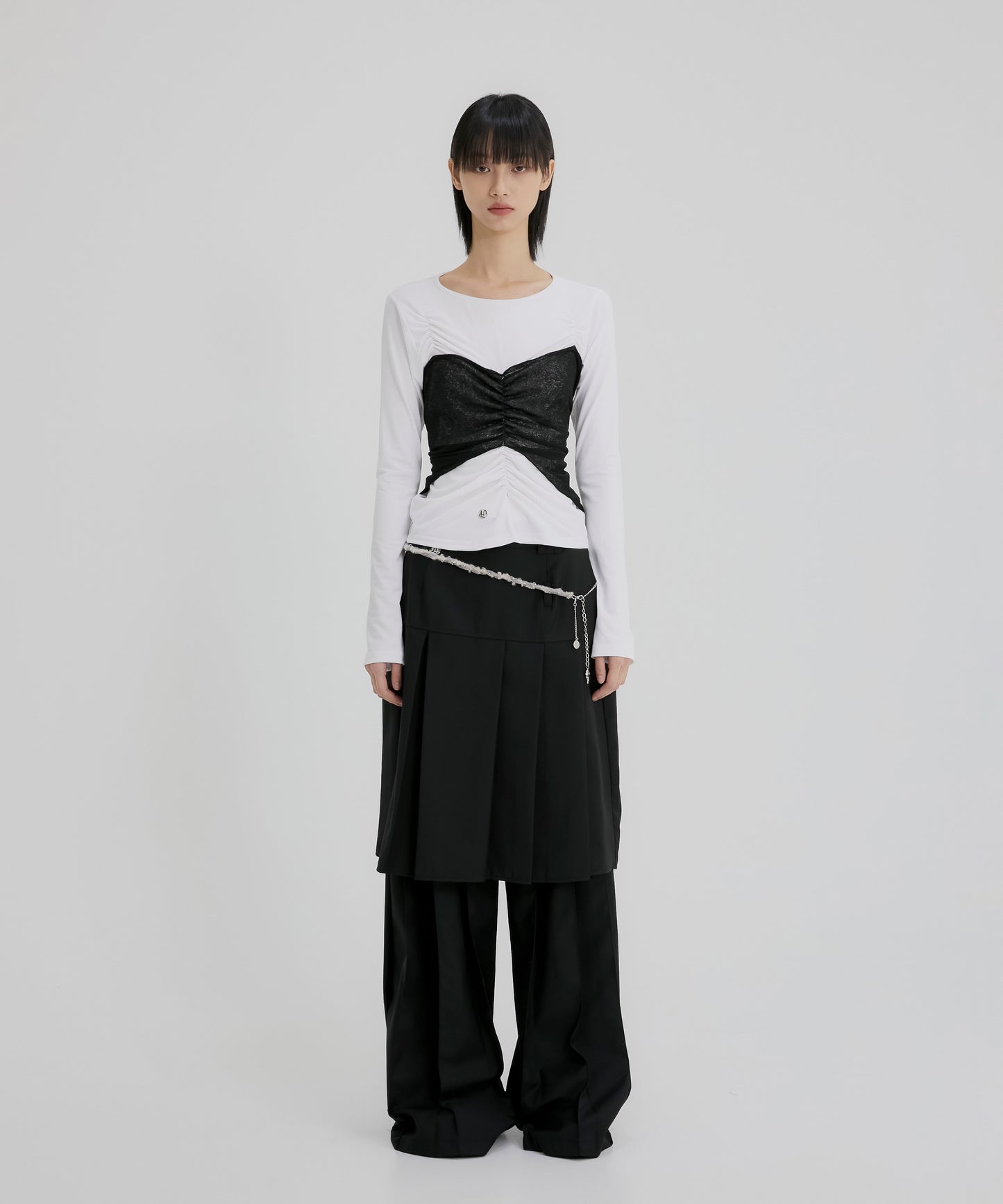 FLAREUP - Bustier Layered Long Sleeve / White