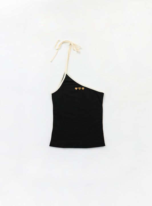 Cindy One Shoulder Tank - Black