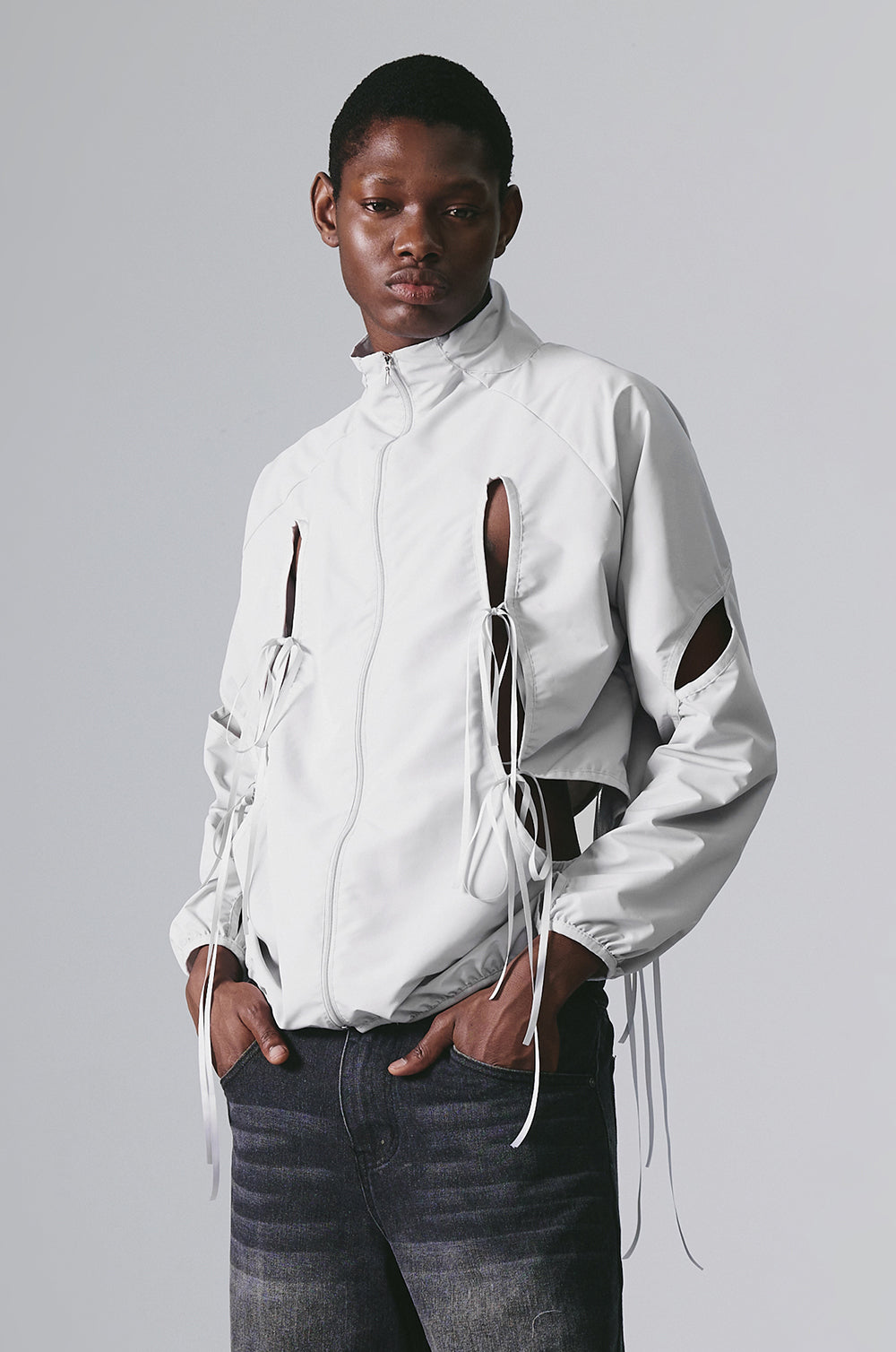 NACHE- CUT-OUT WIND BREAKER (UNISEX) LIGHT GRAY