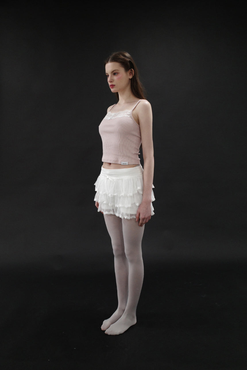 DRYROSE -  LACE RIBBON SLEEVELESS (PINK)