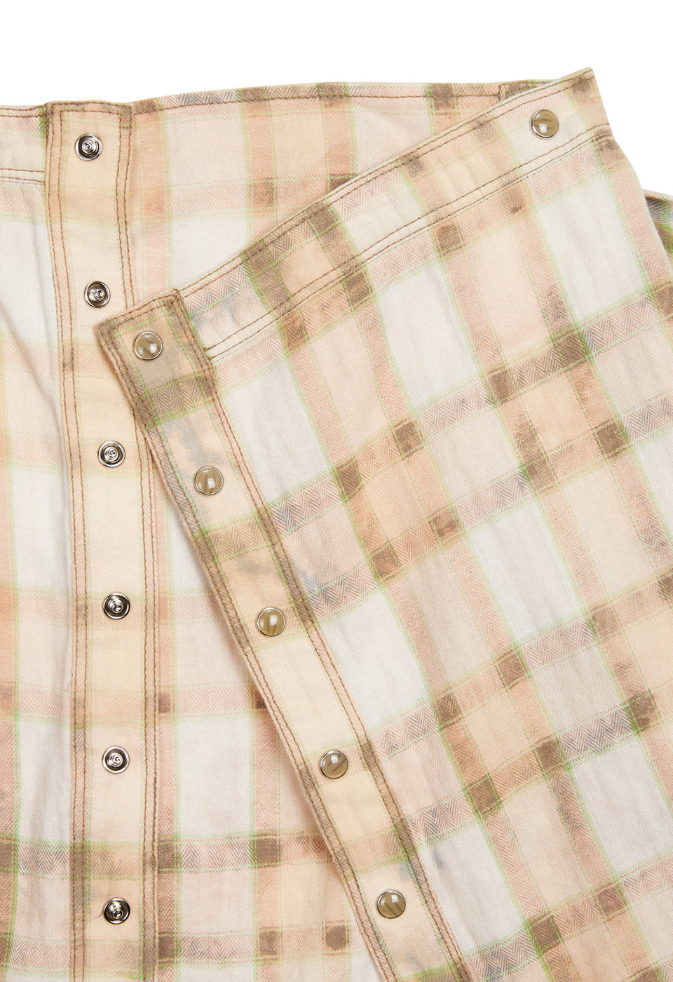 OPEN YY -  FADED CHECK SHIRT SKIRT, SALMON