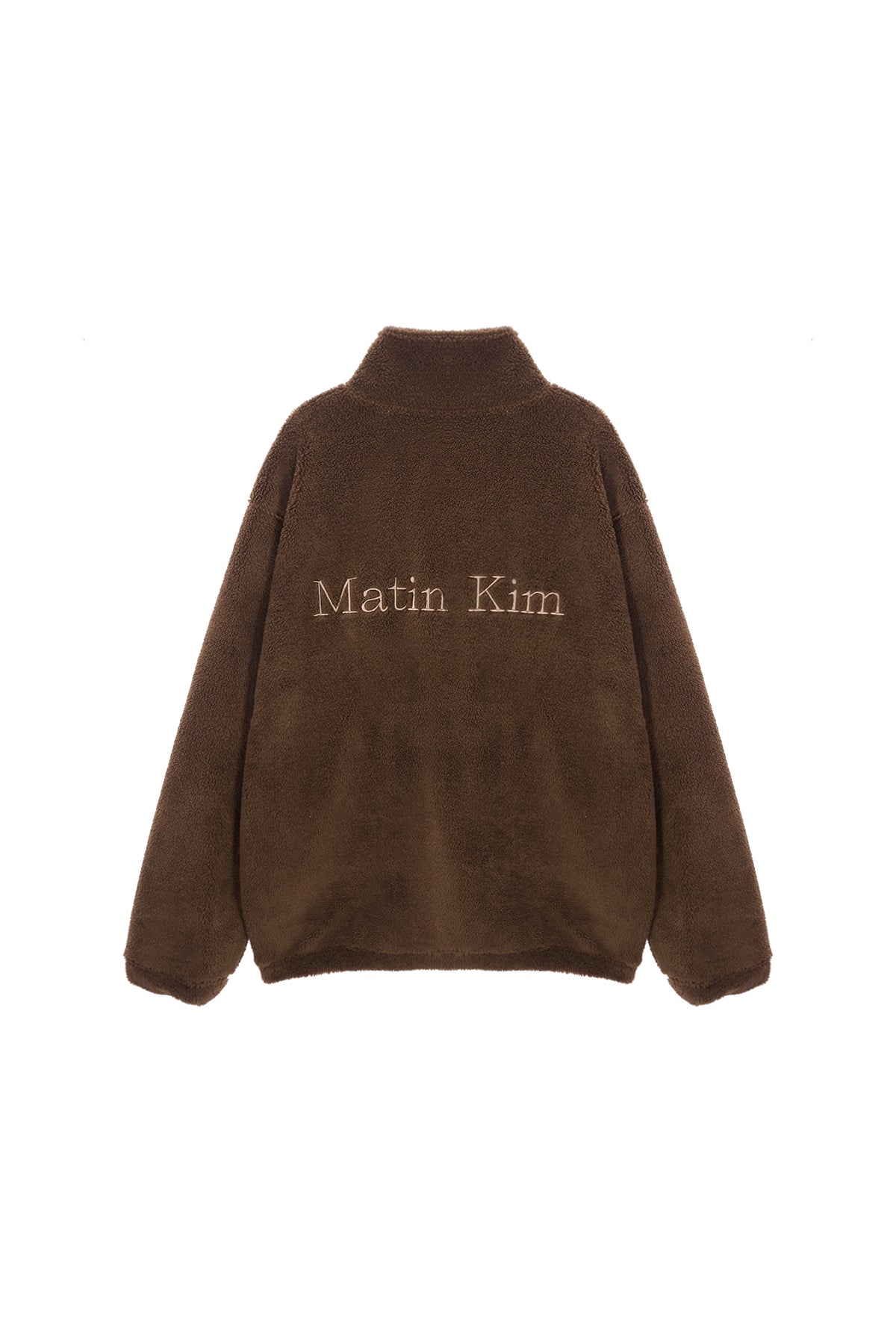 MATIN KIM -  MATIN FLEECE HIGH NECK JUMPER IN BROWN