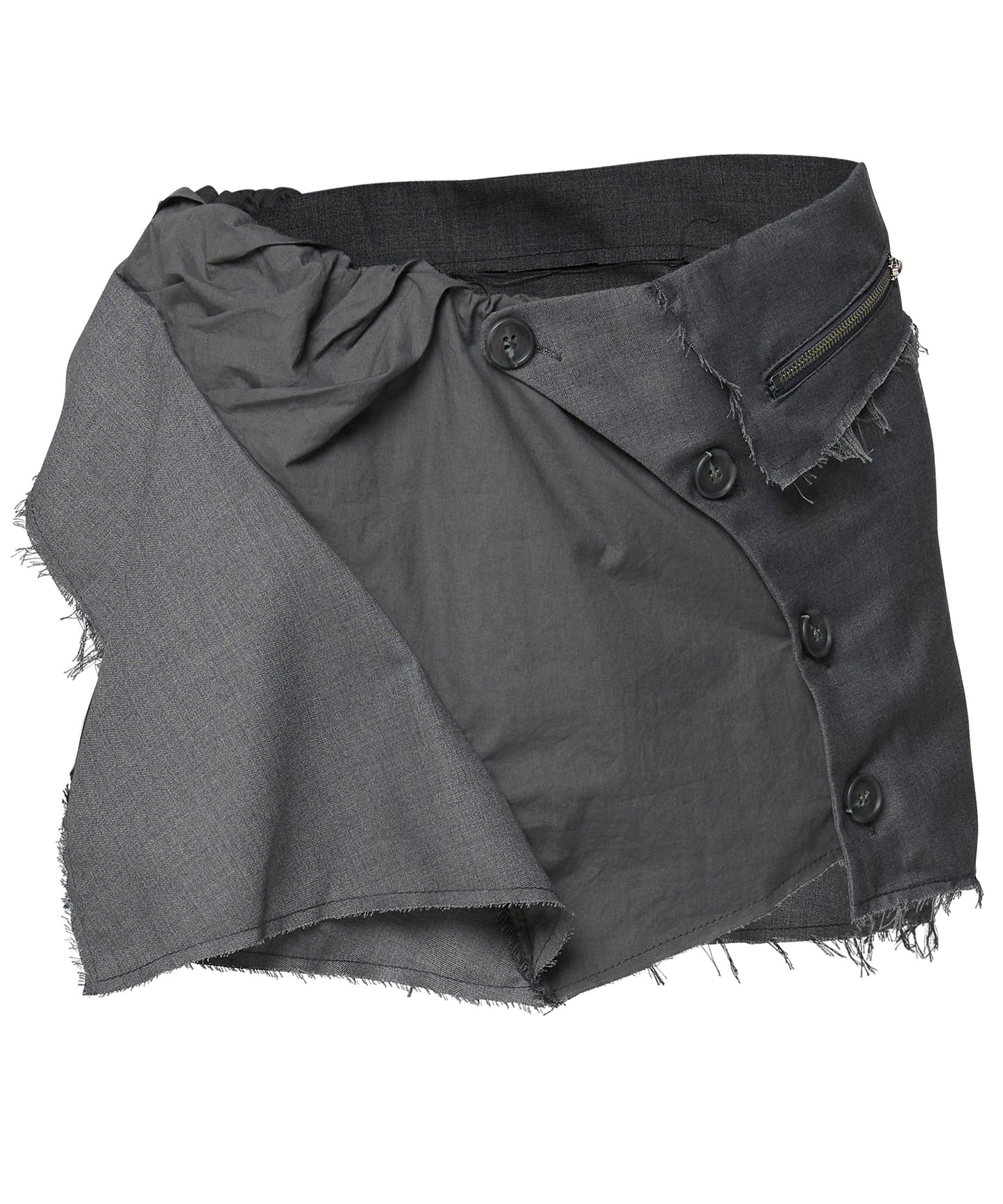 FLAREUP -  Asymmetrical Layered Mini Skirt  / Gray