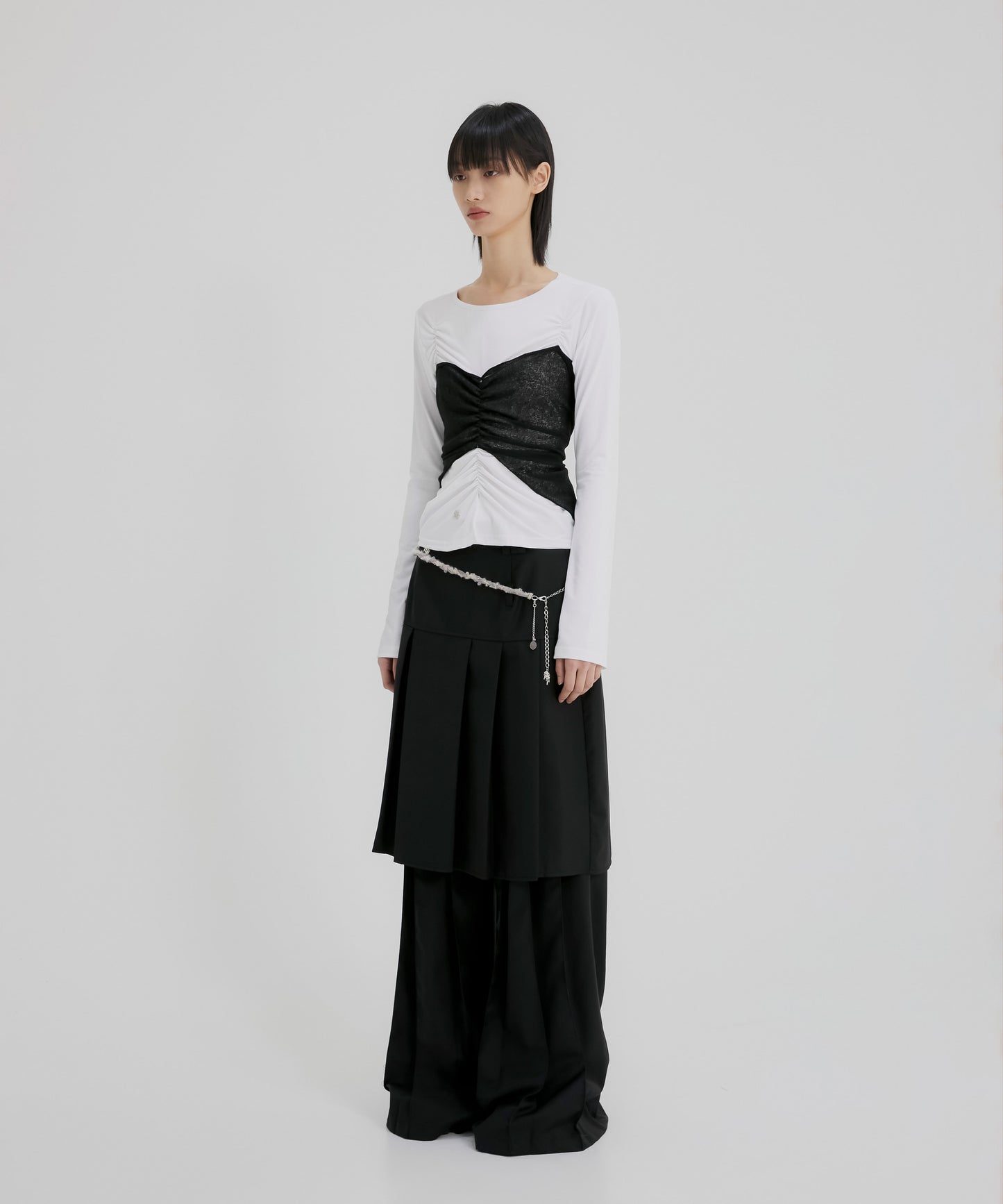 FLAREUP - Bustier Layered Long Sleeve / White