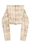 OPEN YY -  FADED CHECK SHIRT SKIRT, SALMON