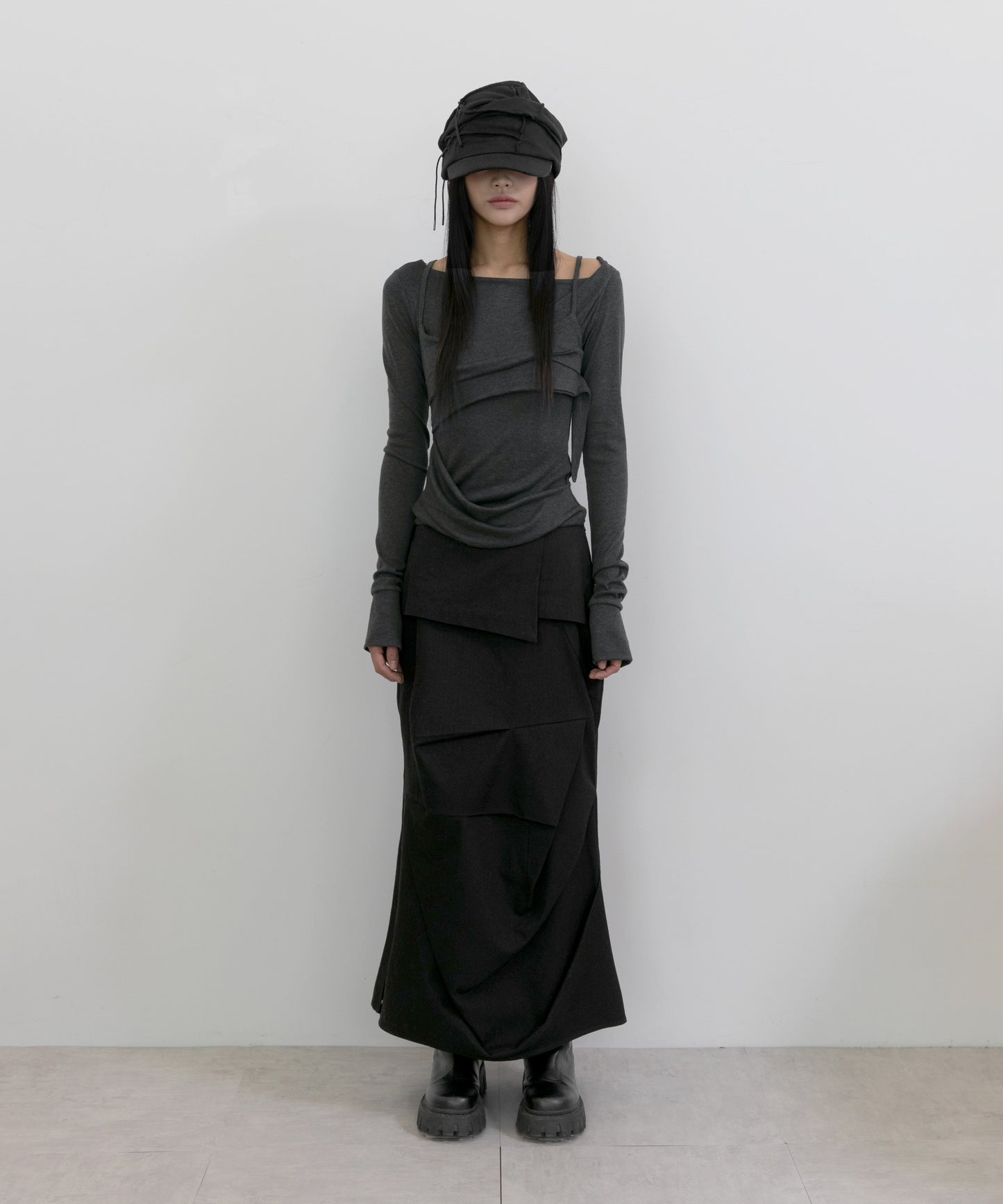 FLAREUP - Layered Bustier Long Sleeve / Charcoal Melange