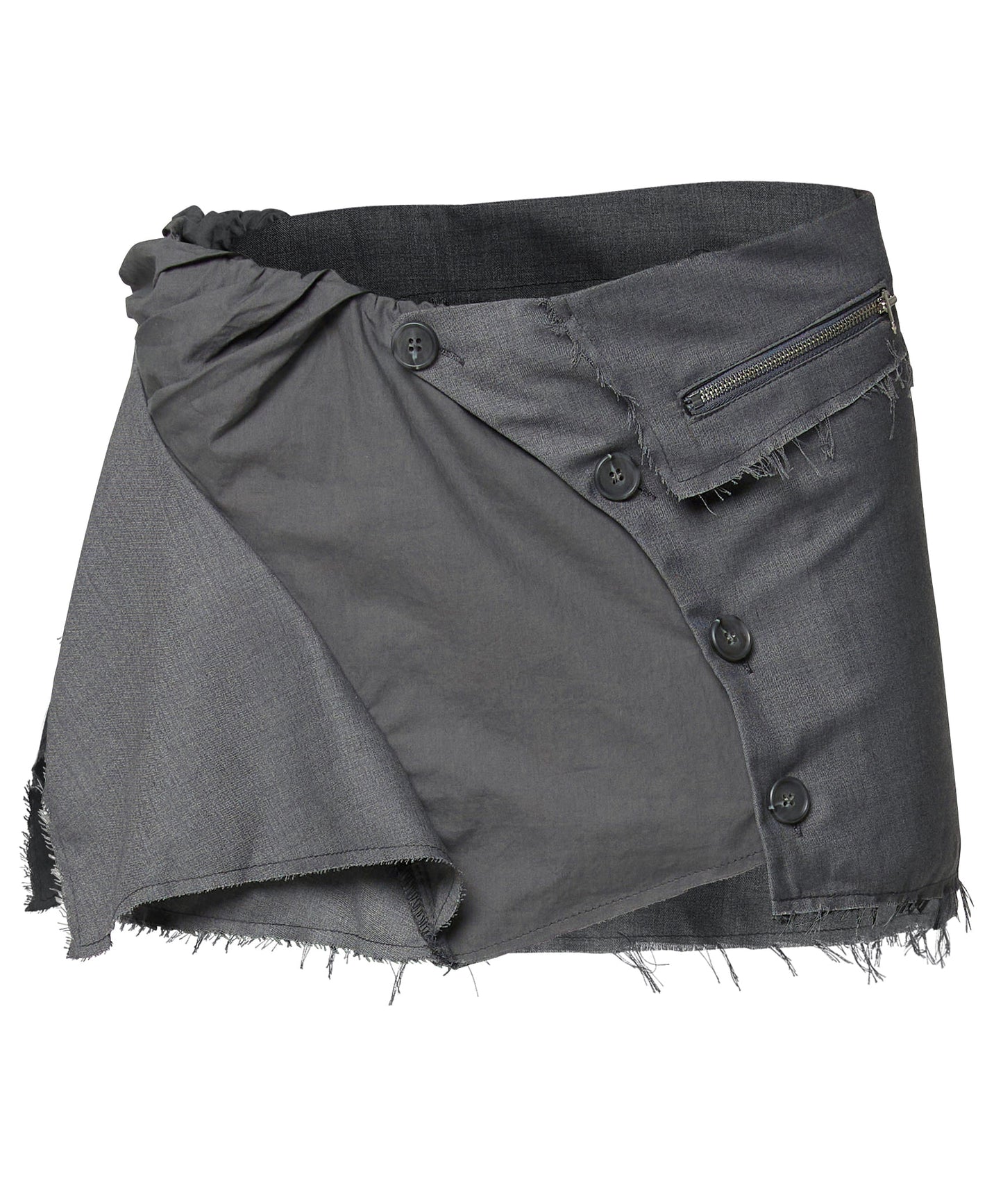 FLAREUP -  Asymmetrical Layered Mini Skirt  / Gray