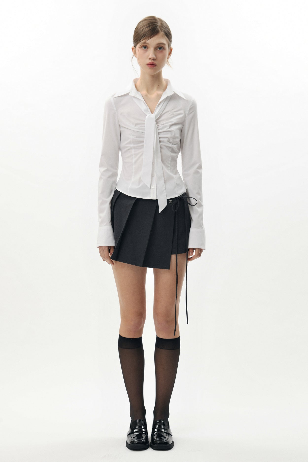 PAIN OR PLEASURE -  VIVIAN SCARF SHIRT white