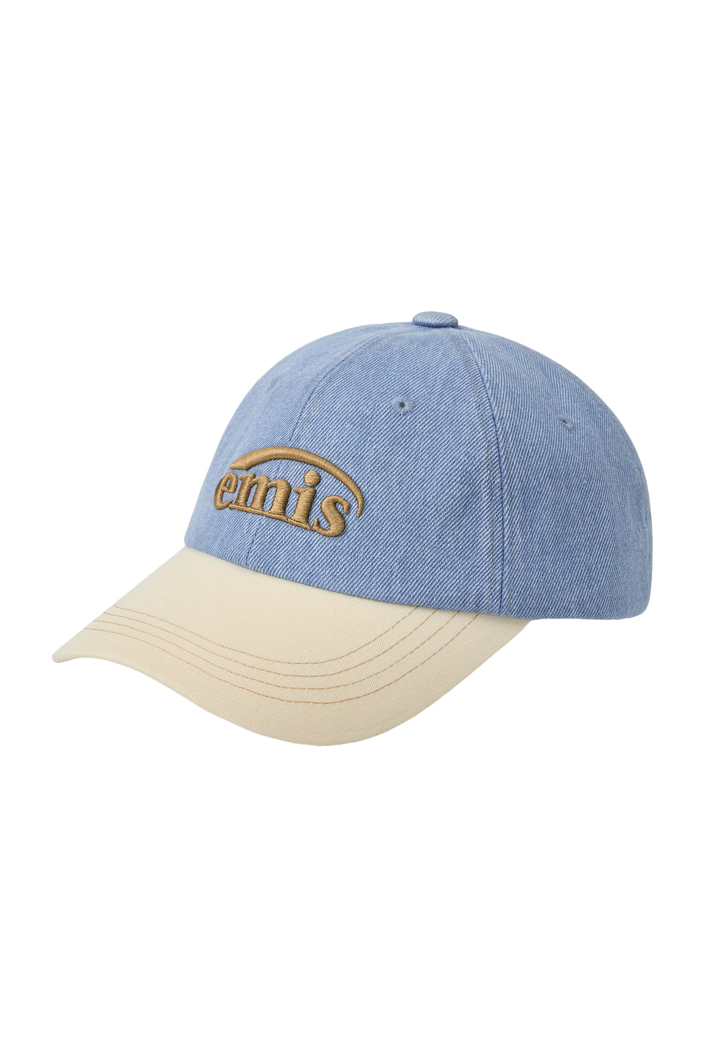 EMIS - WASHED DENIM BALL CAP-LIGHT BLUE DENIM/CREAM