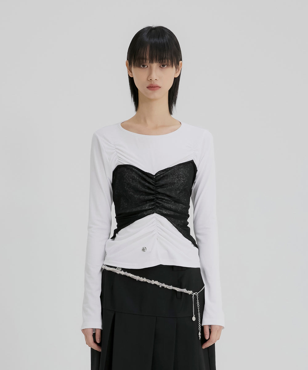 FLAREUP - Bustier Layered Long Sleeve / White